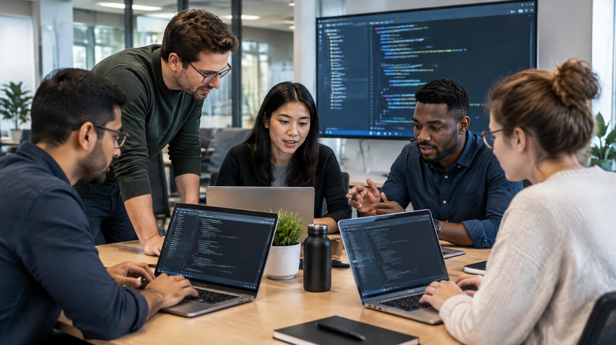 corporate team coding session