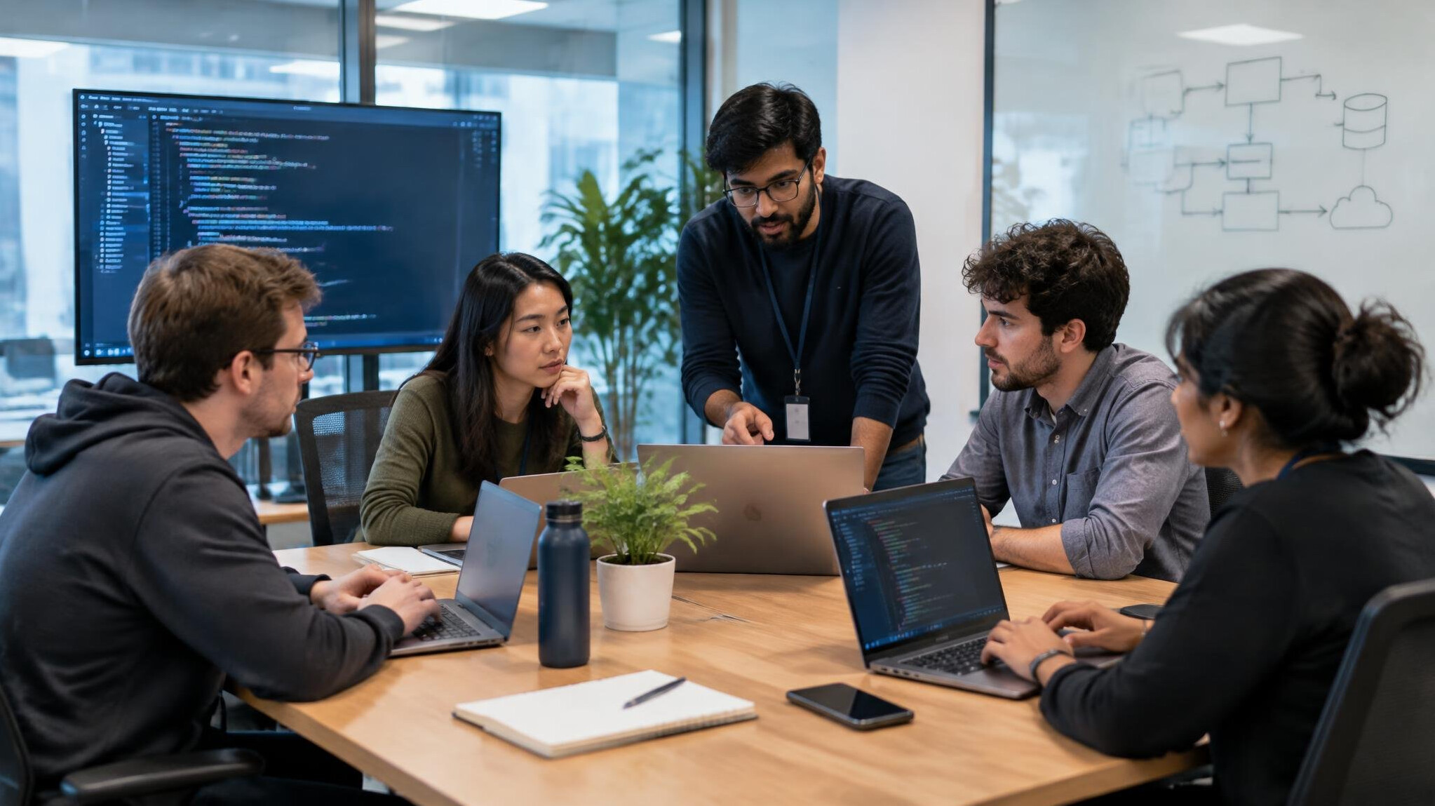 team of programmers in office