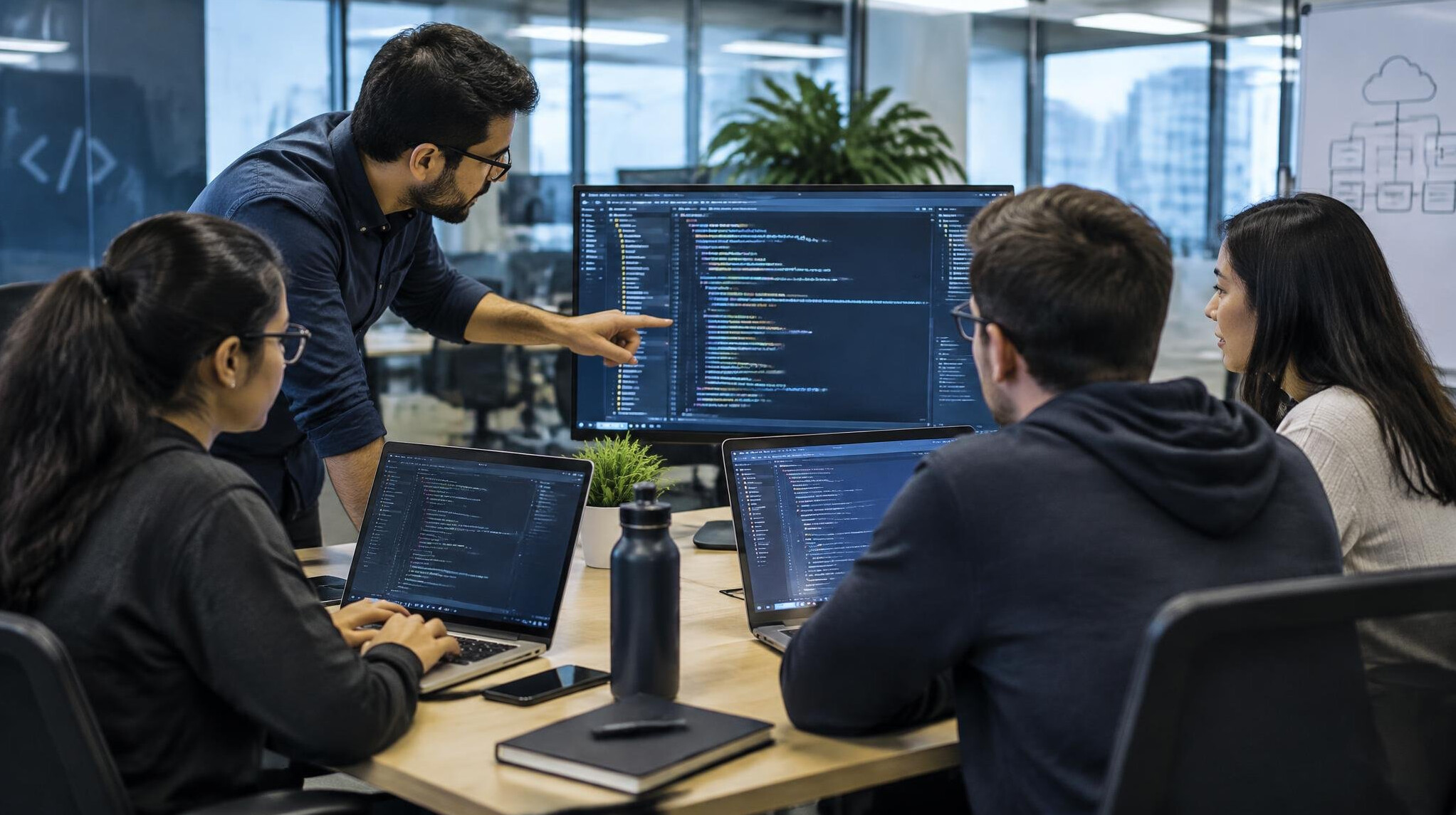 corporate team coding session